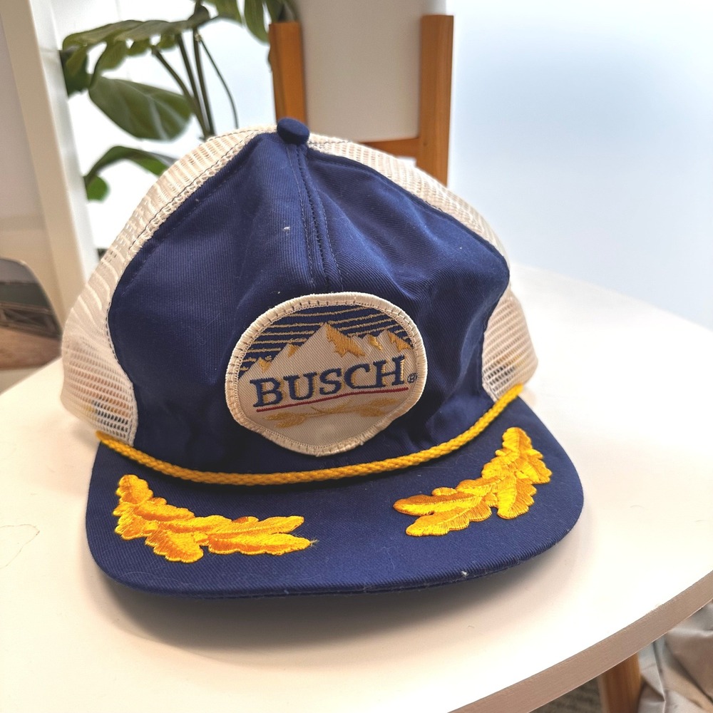 Busch Beer Captains Trucker Hat Embroidered Patch Vintage New Nautical